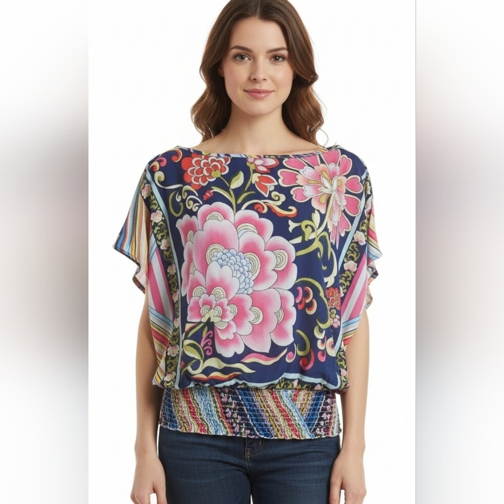 Robert Louis Floral Cinched Waist Top